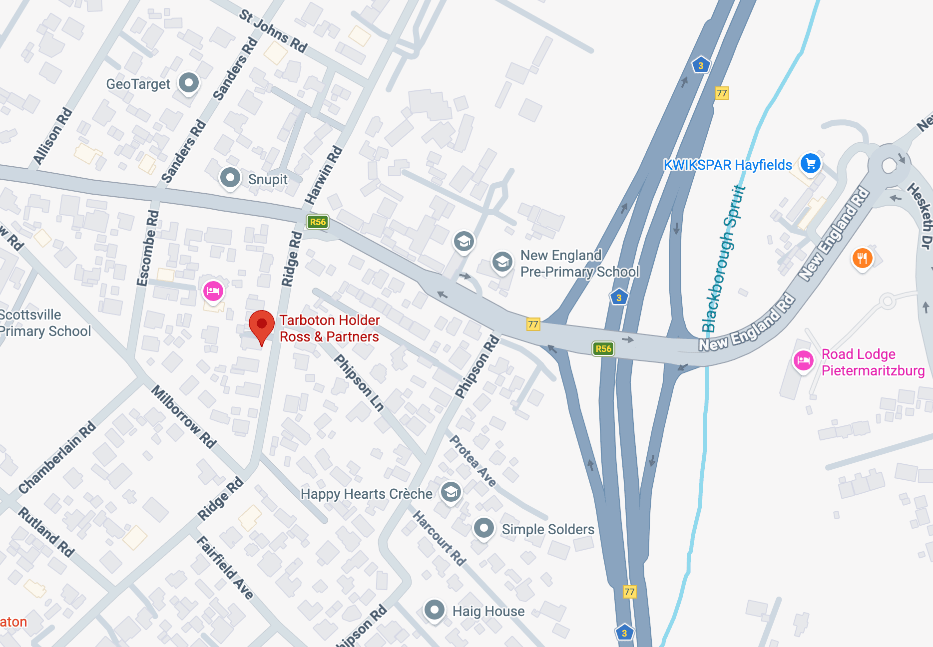 Map showing Tarboton Holder Ross & Partners at 12 Ridge Rd, Scottsville